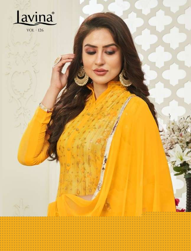 LAVINA VOL-126 BY LAVINA 126-001 TO 126-006 SERIES BEAUTIFUL PAKISTANI SUITS COLORFUL STYLISH FANCY CASUAL WEAR & ETHNIC WEAR GEORGETTE EMBROIDERED DRESSES AT WHOLESALE PRICE