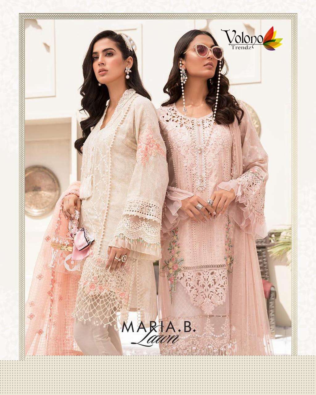 MARIA.B. LAWN BY VOLONO TRENDZ 1001 TO 1002 SERIES BEAUTIFUL PAKISTANI SUITS STYLISH FANCY COLORFUL PARTY WEAR & ETHNIC WEAR CAMBRIC EMBROIDERY DRESSES AT WHOLESALE PRICE