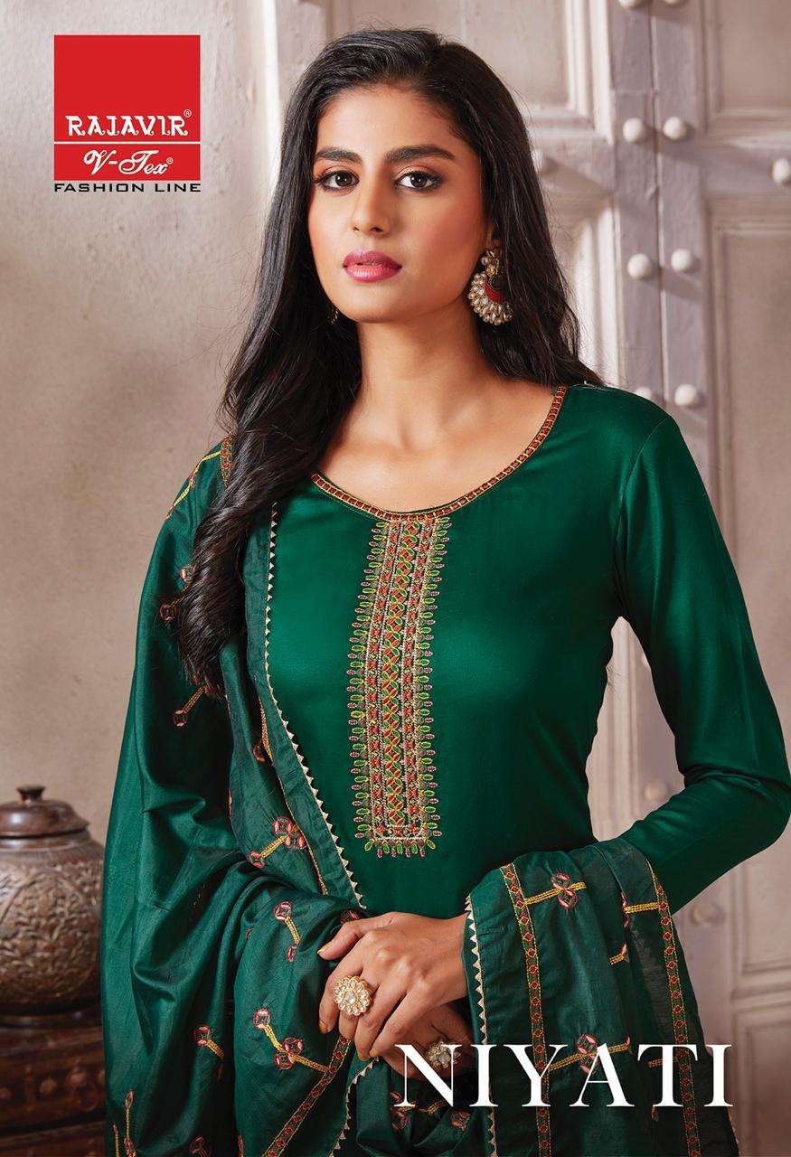 NIYATI BY RAJAVIR FASHION LINE 900 TO 908 SERIES BEAUTIFUL SUITS COLORFUL STYLISH FANCY CASUAL WEAR & ETHNIC WEAR PURE JAM SATIN EMBROIDERED DRESSES AT WHOLESALE PRICE