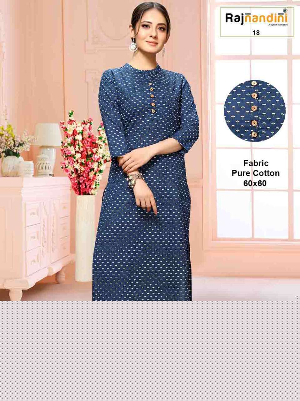PRINT VOL-4 BY RAJNANDINI DESIGNER STYLISH FANCY COLORFUL BEAUTIFUL PARTY WEAR & ETHNIC WEAR COLLECTION PURE COTTON PRINT KURTIS AT WHOLESALE PRICE