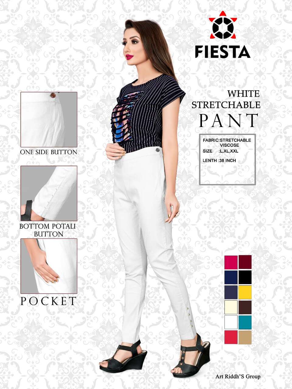PANT BY FIESTA 01 TO 10 SERIES DESIGNER STYLISH FANCY COLORFUL BEAUTIFUL PARTY WEAR & ETHNIC WEAR COLLECTION VISCOSE PANTS AT WHOLESALE PRICE