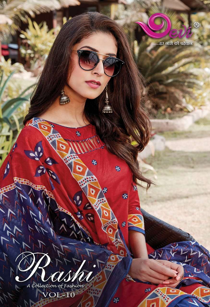 RASHI VOL-10 BY DEVI 10001 TO 10012 SERIES BEAUTIFUL SUITS COLORFUL STYLISH FANCY CASUAL WEAR & ETHNIC WEAR FANCY DRESSES AT WHOLESALE PRICE