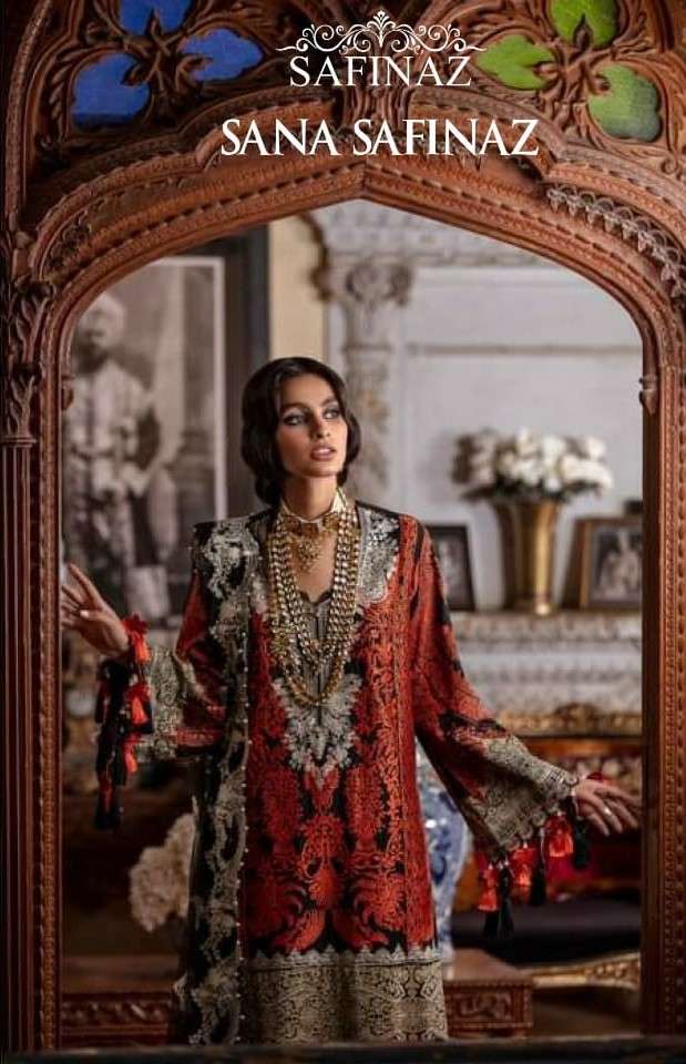 SANA SAFINAZ BY SAFINAZ 1013 TO 1020 SERIES PAKISTANI STYLISH BEAUTIFUL COLOURFUL PRINTED & EMBROIDERED PARTY WEAR & OCCASIONAL WEAR PURE CAMBRIC COTTON EMBROIDERED DRESSES AT WHOLESALE PRICE