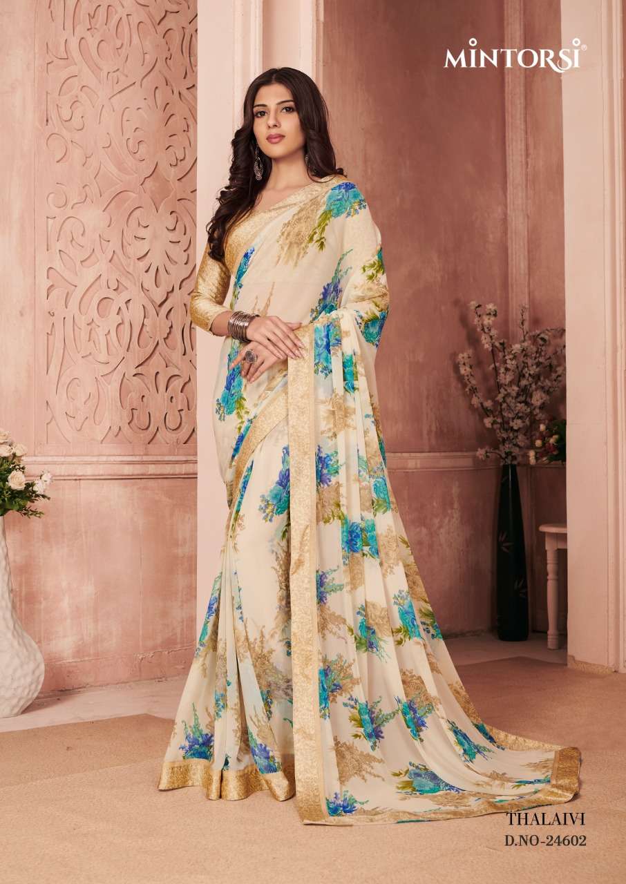 THALAIVI BY MINTORSI 24601 TO 24611 SERIES INDIAN TRADITIONAL WEAR COLLECTION BEAUTIFUL STYLISH FANCY COLORFUL PARTY WEAR & OCCASIONAL WEAR WEIGHTLESS SAREES AT WHOLESALE PRICE