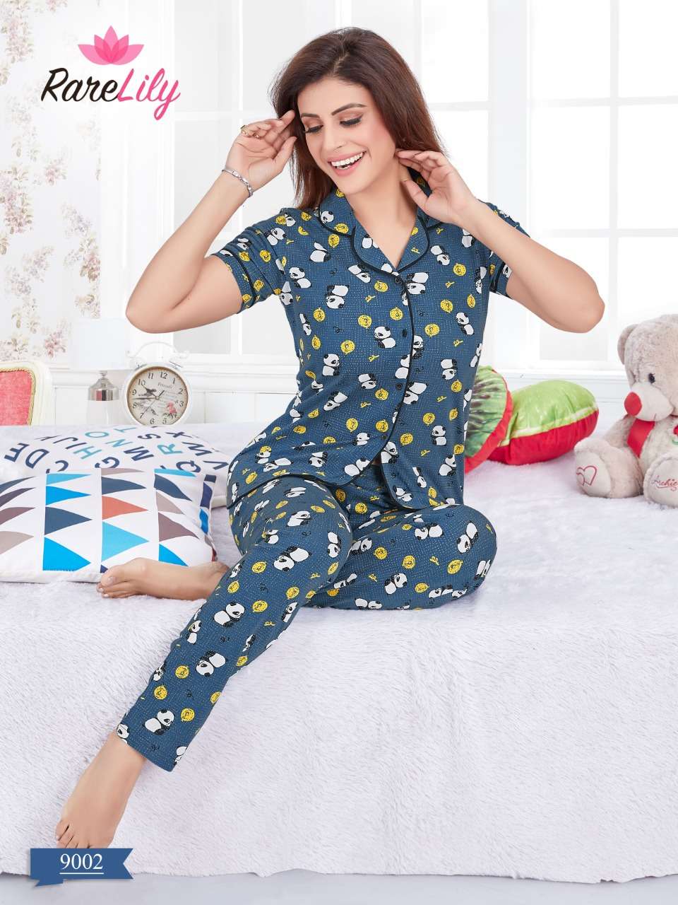 ZIL MIL VOL-2 BY RARE LILY 9001 TO 9007 SERIES BEAUTIFUL STYLISH FANCY COLORFUL CASUAL WEAR & NIGHT WEAR COTTON DIGITAL PRINTS TOPS AND BOTTOM AT WHOLESALE PRICE