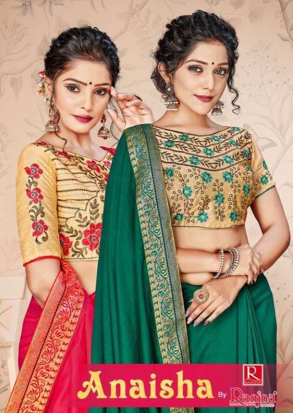 ANAISHA BY RANJNA 1001 TO 1008 SERIES INDIAN TRADITIONAL WEAR COLLECTION BEAUTIFUL STYLISH FANCY COLORFUL PARTY WEAR & OCCASIONAL WEAR VICHITRA SILK SAREES AT WHOLESALE PRICE
