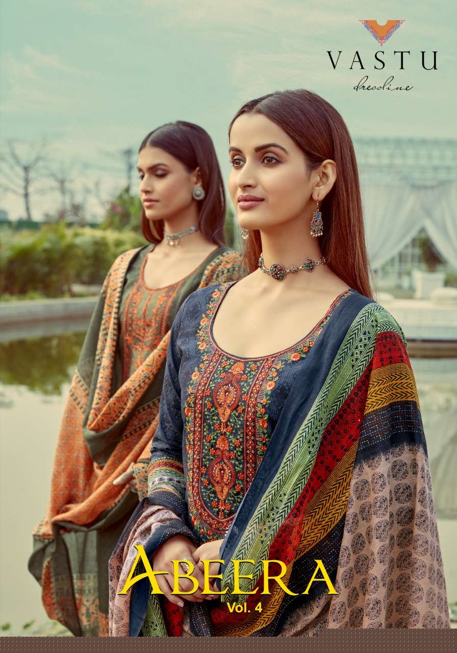 ABEERA VOL-4 BY VASTU TEX 10001 TO 10010 SERIES BEAUTIFUL SUITS COLORFUL STYLISH FANCY CASUAL WEAR & ETHNIC WEAR LAWN COTTON PRINT WITH WORK DRESSES AT WHOLESALE PRICE