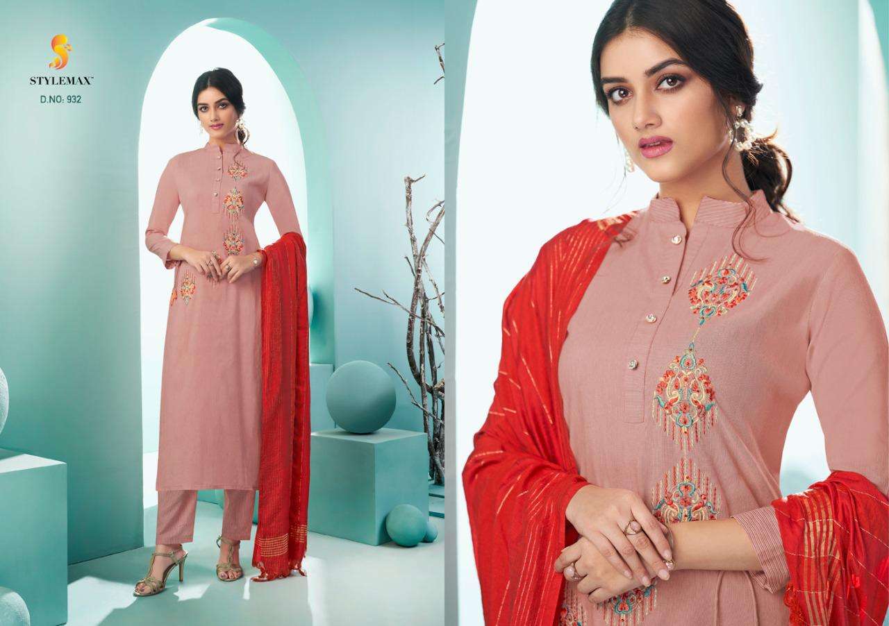 ANUPAMA VOL-1 BY STYLEMAX 931 TO 935 SERIES BEAUTIFUL SUITS COLORFUL STYLISH FANCY CASUAL WEAR & ETHNIC WEAR COTTON EMBROIDERED DRESSES AT WHOLESALE PRICE