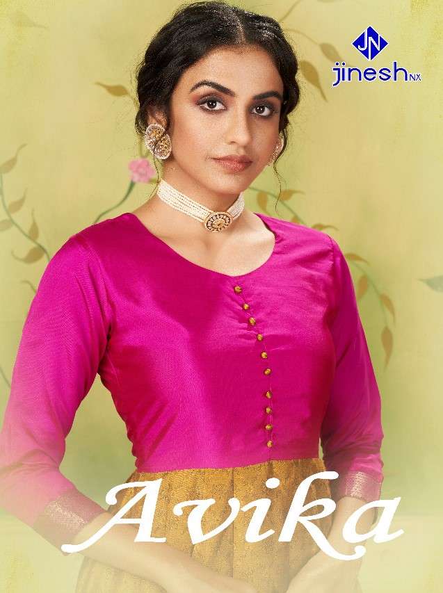 AVIKA BY JINESH NX 1001 TO 1006 SERIES DESIGNER STYLISH FANCY COLORFUL BEAUTIFUL PARTY WEAR & ETHNIC WEAR COLLECTION TAFETA JACQUARD KURTIS AT WHOLESALE PRICE