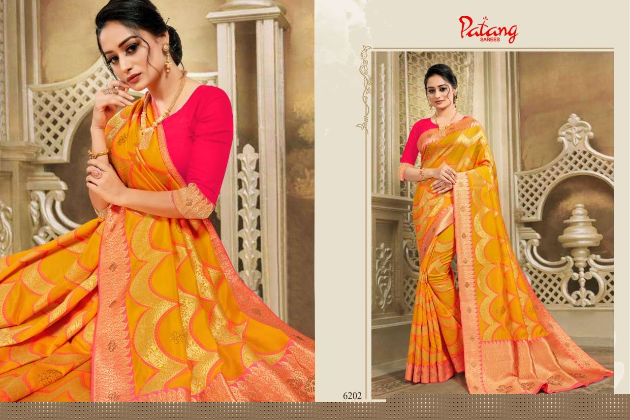 DOUBLE DIAMOND BY PATANG SAREES 6201 TO 6208 SERIES INDIAN TRADITIONAL WEAR COLLECTION BEAUTIFUL STYLISH FANCY COLORFUL PARTY WEAR & OCCASIONAL WEAR FANCY SAREES AT WHOLESALE PRICE