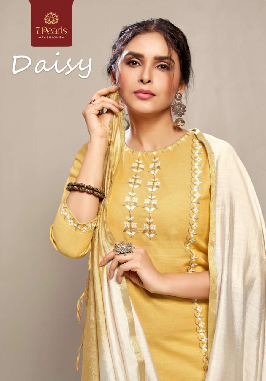 DAISY BY 7 PEARLS 1001 TO 1004 SERIES BEAUTIFUL SUITS COLORFUL STYLISH FANCY CASUAL WEAR & ETHNIC WEAR PURE COTTON EMBROIDERED DRESSES AT WHOLESALE PRICE