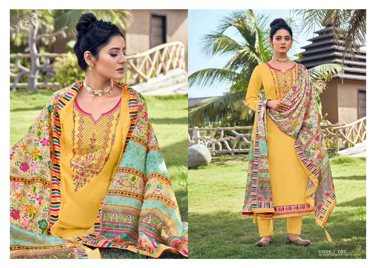 KAINAT BY TRIPLE AAA 701 TO 706 SERIES BEAUTIFUL SUITS COLORFUL STYLISH FANCY CASUAL WEAR & ETHNIC WEAR JAM SILK EMBROIDERED DRESSES AT WHOLESALE PRICE