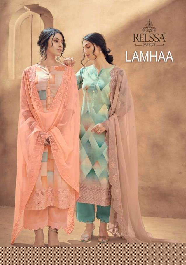 LAMHAA BY RELSSA FABRICS 90001 TO 90006 SERIES BEAUTIFUL SUITS COLORFUL STYLISH FANCY CASUAL WEAR & ETHNIC WEAR PREMIUM COTTON LAWN DRESSES AT WHOLESALE PRICE
