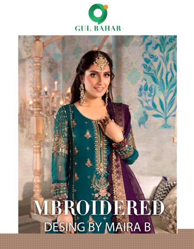 MBROIDERED VOL-1 BY GUL BAHAR 11 TO 14 SERIES BEAUTIFUL STYLISH SUITS FANCY COLORFUL CASUAL WEAR & ETHNIC WEAR & READY TO WEAR GEORGETTE/NET EMBROIDERY DRESSES AT WHOLESALE PRICE