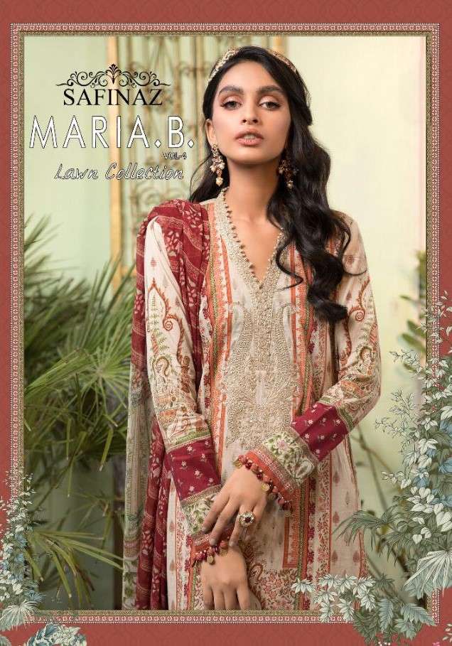 MARIA.B. VOL-4 BY SAFINAZ 1013-A TO 1015-B SERIES PAKISTANI WEAR COLLECTION BEAUTIFUL STYLISH FANCY COLORFUL PARTY WEAR & OCCASIONAL WEAR PURE CAMBRIC COTTON PRINT WITH EMBROIDERED DRESSES AT WHOLESALE PRICE