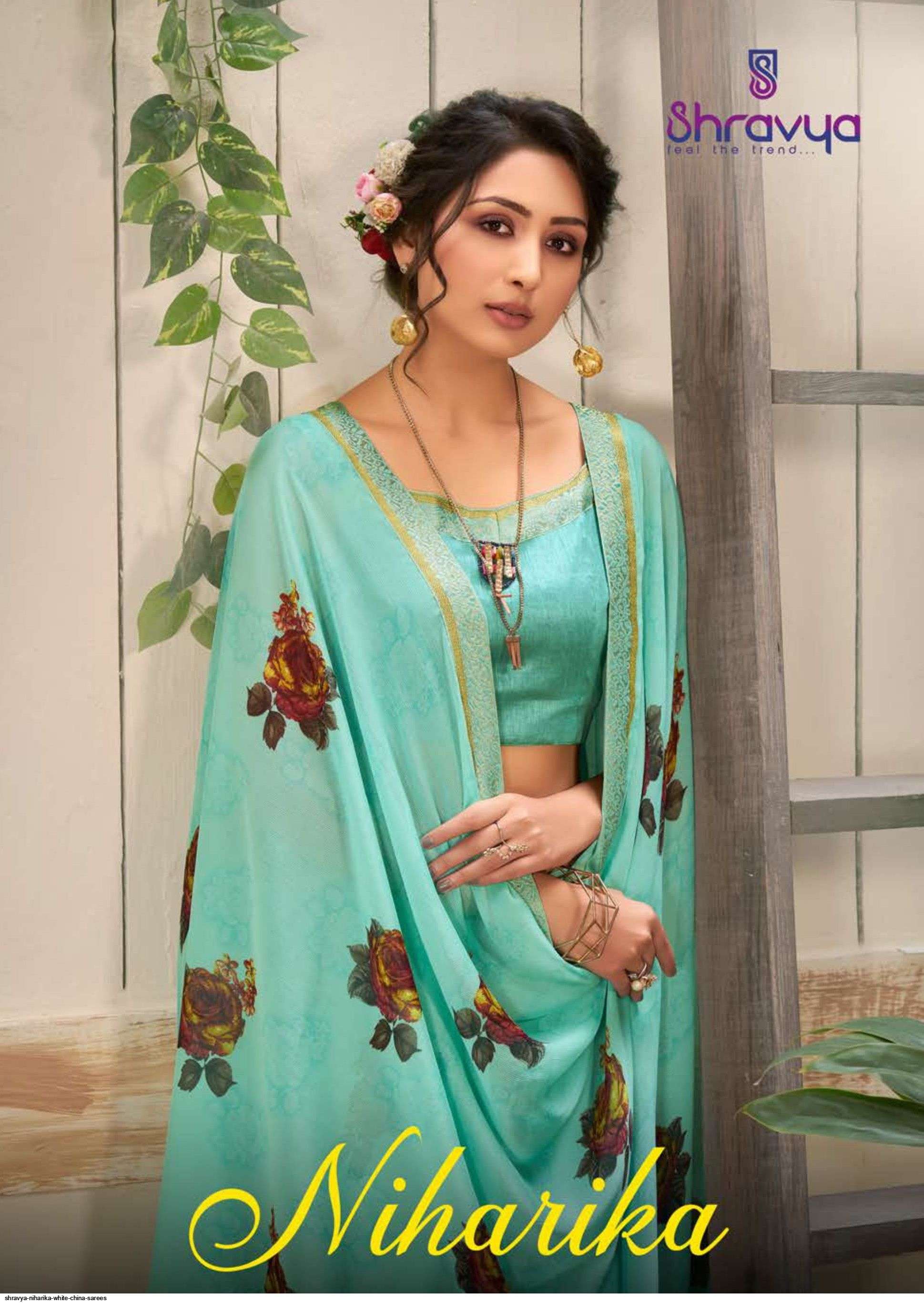 NIHARIKA BY SHRAVYA A TO H SERIES INDIAN TRADITIONAL WEAR COLLECTION BEAUTIFUL STYLISH FANCY COLORFUL PARTY WEAR & OCCASIONAL WEAR WHITE CHINA SAREES AT WHOLESALE PRICE