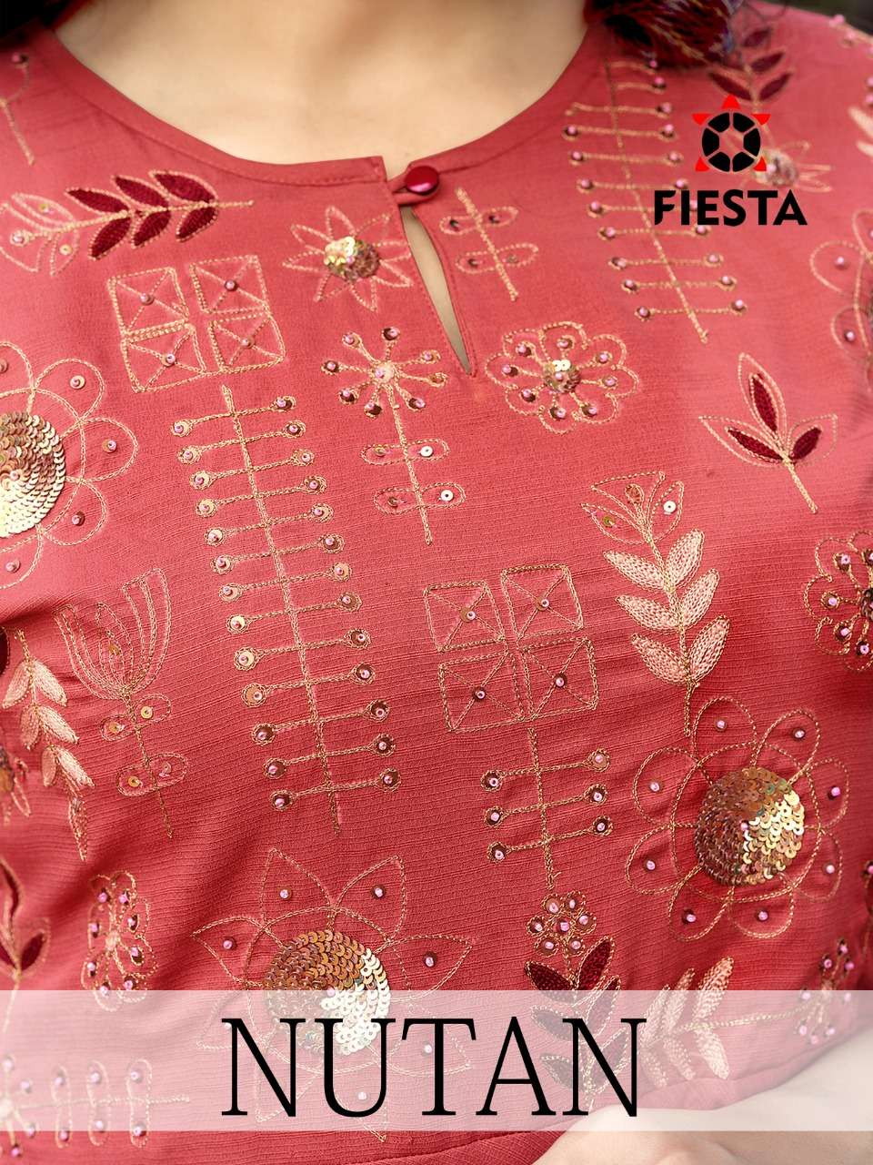 NUTAN BY FIESTA 70001 TO 70006 SERIES BEAUTIFUL STYLISH FANCY COLORFUL CASUAL WEAR & ETHNIC WEAR VISCOSE WITH WORK GOWNS AT WHOLESALE PRICE