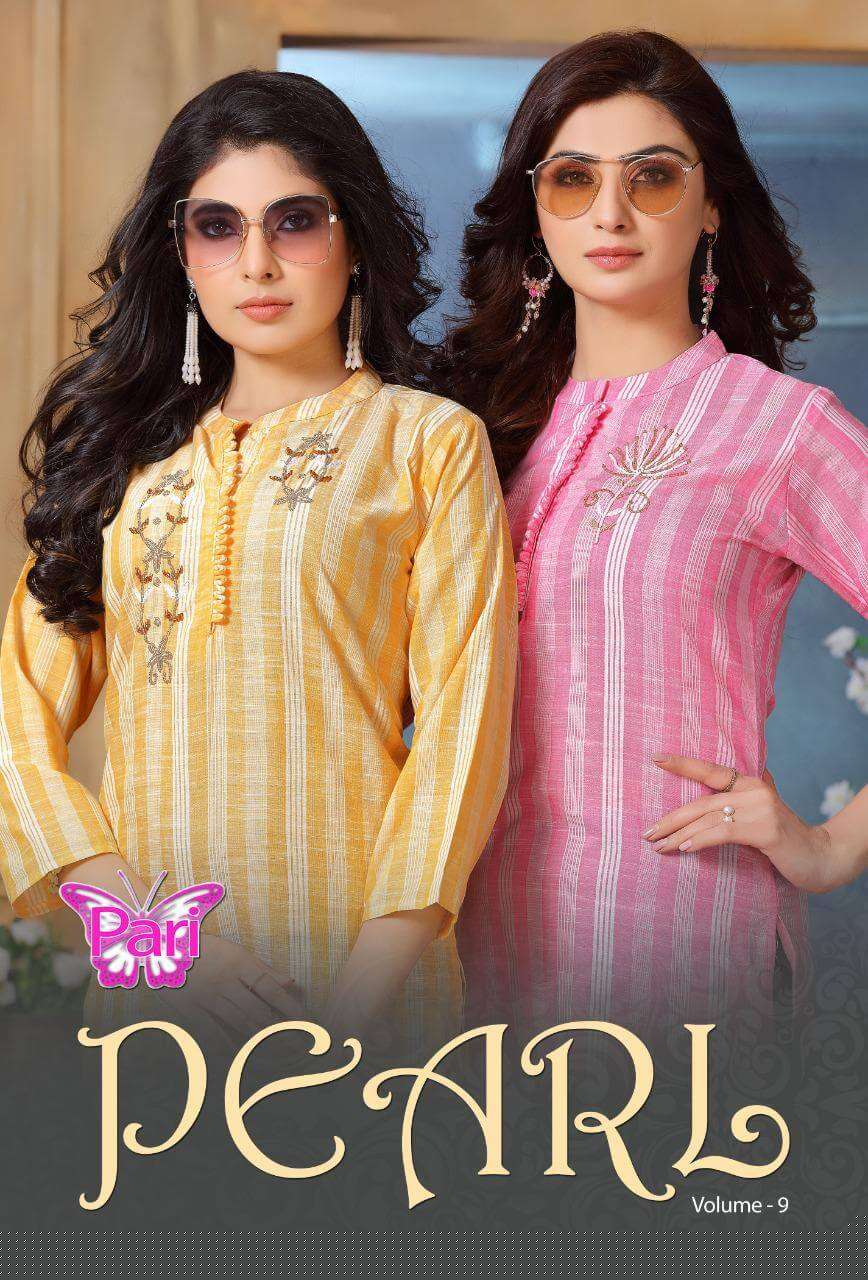 PEARL VOL-9 BY PARI 9001 TO 9008 SERIES DESIGNER STYLISH FANCY COLORFUL BEAUTIFUL PARTY WEAR & ETHNIC WEAR COLLECTION HEAVY RAYON KURTIS AT WHOLESALE PRICE