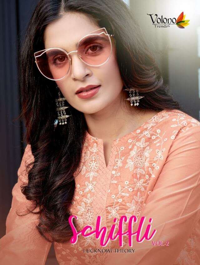 Schiffli Vol-2 By Volono Trendz 1001 To 1006 Series Beautiful Suits Colorful Stylish Fancy Casual Wear & Ethnic Wear Pure Viscose Chanderi With Lakhnavi Work Dresses At Wholesale Price