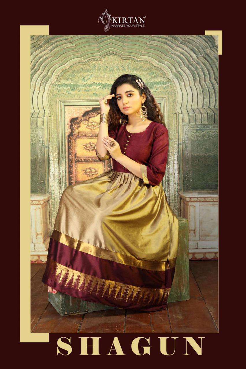 SHAGUN BY KIRTAN 101 TO 105 SERIES DESIGNER STYLISH FANCY COLORFUL BEAUTIFUL PARTY WEAR & ETHNIC WEAR COLLECTION FANCY SILK KURTIS AT WHOLESALE PRICE