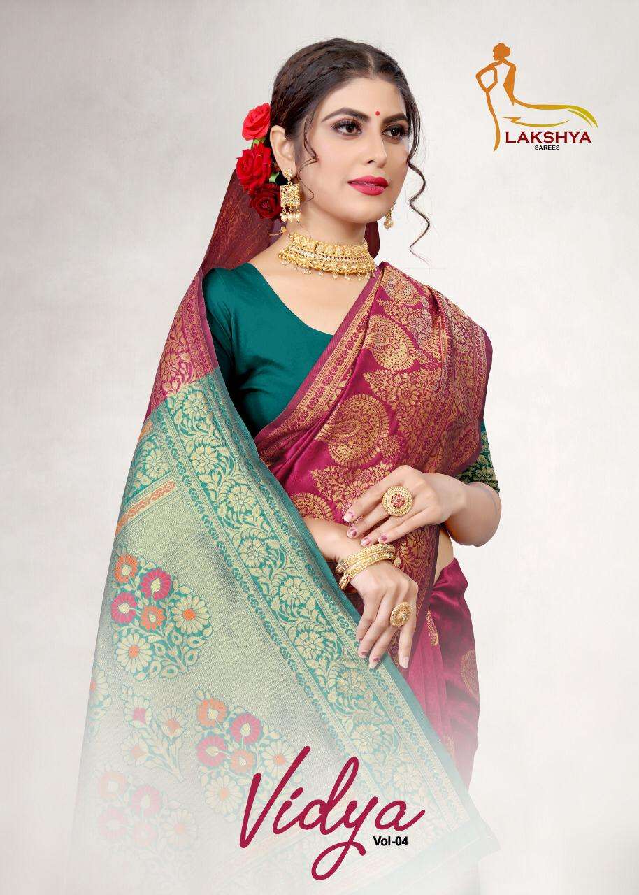 VIDYA VOL-4 BY LAKSHYA 4001 TO 4005 SERIES DESIGNER STYLISH FANCY COLORFUL BEAUTIFUL PARTY WEAR & ETHNIC WEAR COLLECTION JACQUARD SILK KURTIS AT WHOLESALE PRICE