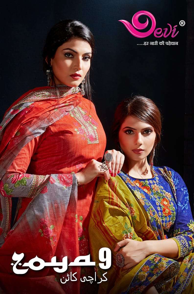 ZOYA VOL-9 BY DEVI 9001 TO 9012 SERIES INDIAN TRADITIONAL WEAR COLLECTION BEAUTIFUL STYLISH FANCY COLORFUL PARTY WEAR & OCCASIONAL WEAR COTTON PRINT SAREES AT WHOLESALE PRICE