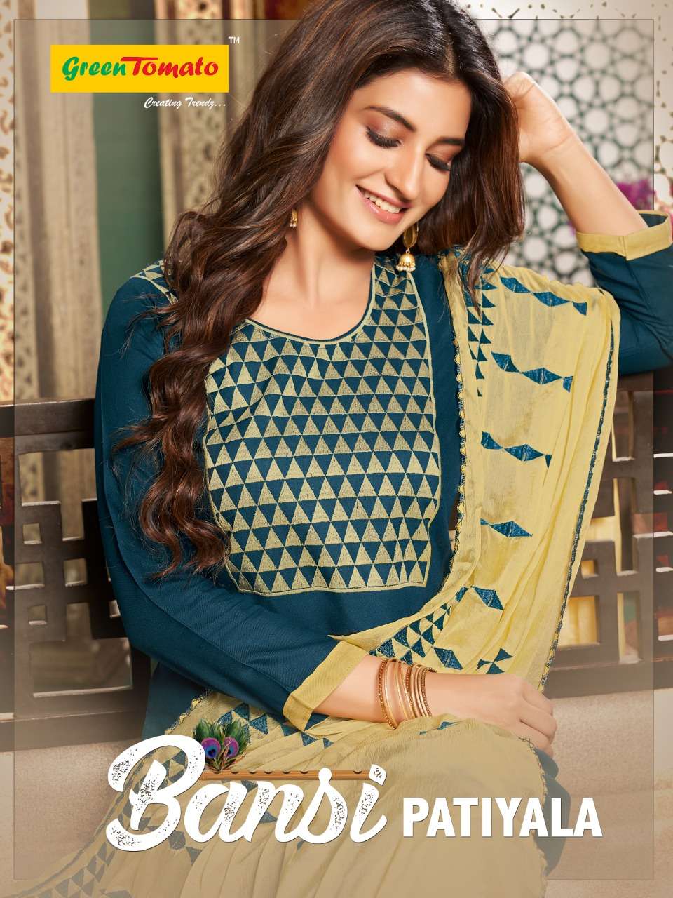 BANSI PATIYALA BY GREEN TOMATO 001 TO 008 SERIES BEAUTIFUL PATIYALA SUITS COLORFUL STYLISH FANCY CASUAL WEAR & ETHNIC WEAR HEAVY RAYON EMBROIDERED DRESSES AT WHOLESALE PRICE