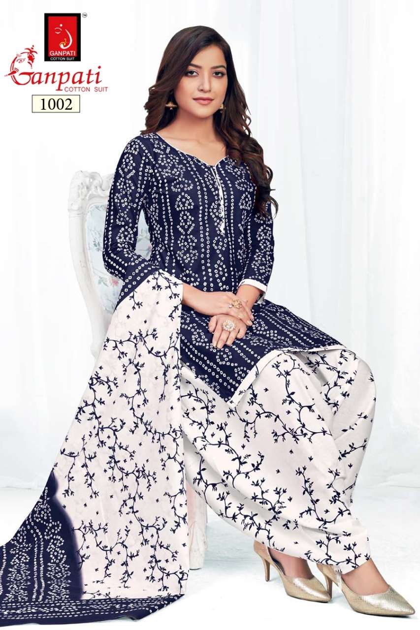BANDHANI COLOURS BY GANPATI COTTON SUIT 1001 TO 1006 SERIES BEAUTIFUL SUITS COLORFUL STYLISH FANCY CASUAL WEAR & ETHNIC WEAR PURE COTTON DRESSES AT WHOLESALE PRICE