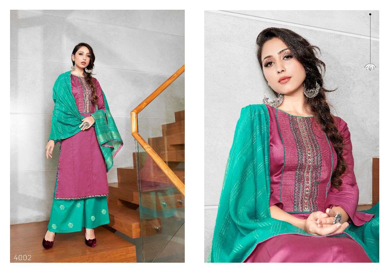 BULANDI VOL-4 BY SWEETY FASHION 4001 TO 4008 SERIES BEAUTIFUL SUITS COLORFUL STYLISH FANCY CASUAL WEAR & ETHNIC WEAR JAM SATIN EMBROIDERED DRESSES AT WHOLESALE PRICE