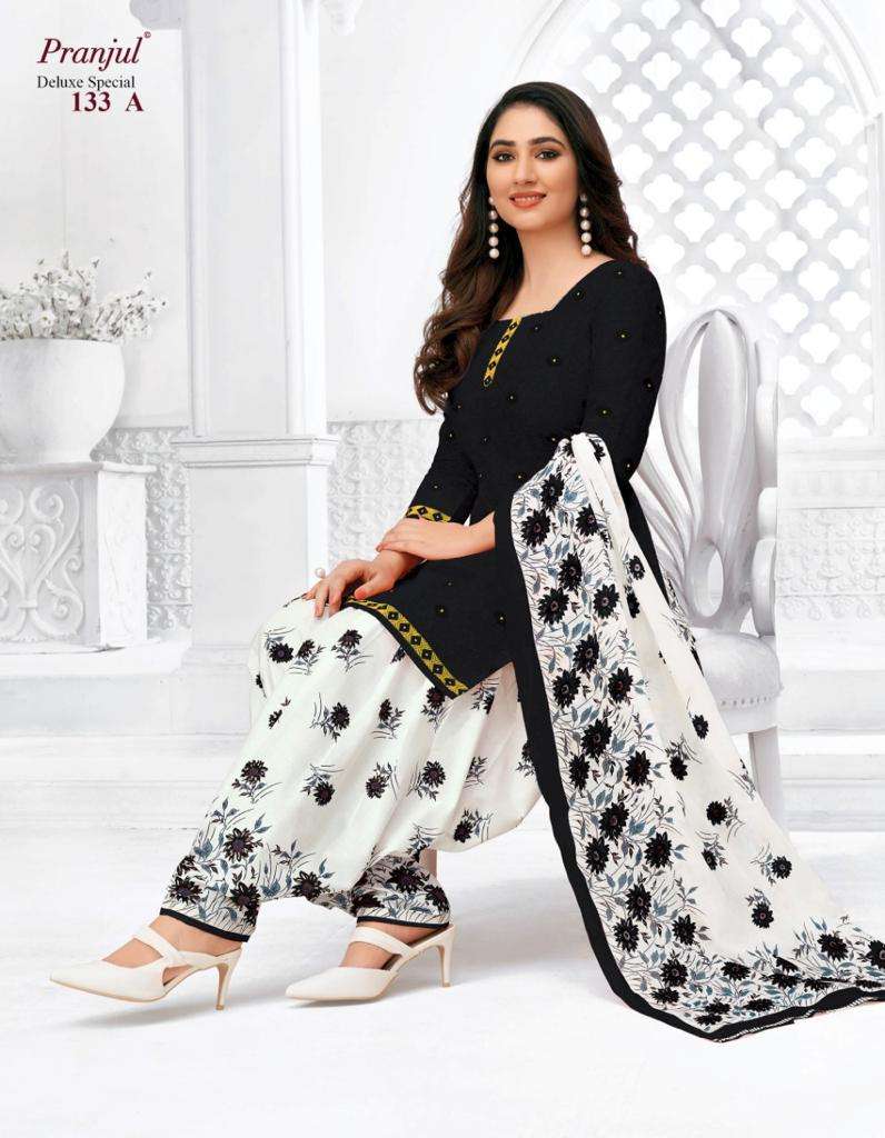 DELUXE SPECIAL BY PRANJUL FASHION 133 TO 133-C SERIES DESIGNER SUITS STYLISH DESIGNER COLORFUL FANCY BEAUTIFUL PARTY WEAR & ETHNIC WEAR PURE COTTON PRINTED DRESSES AT WHOLESALE PRICE