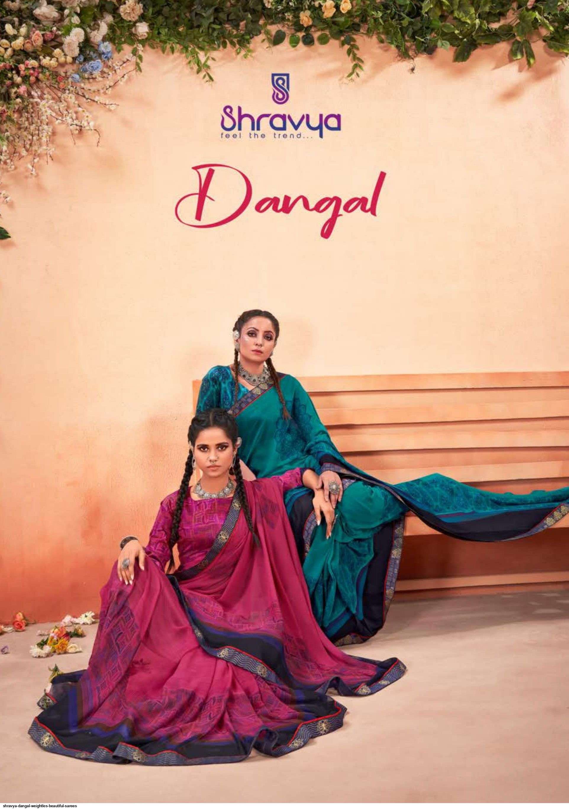 DANGAL BY SHRAVYA FASHION A TO H SERIES INDIAN TRADITIONAL WEAR COLLECTION BEAUTIFUL STYLISH FANCY COLORFUL PARTY WEAR & OCCASIONAL WEAR WEIGHTLESS PRINT SAREES AT WHOLESALE PRICE