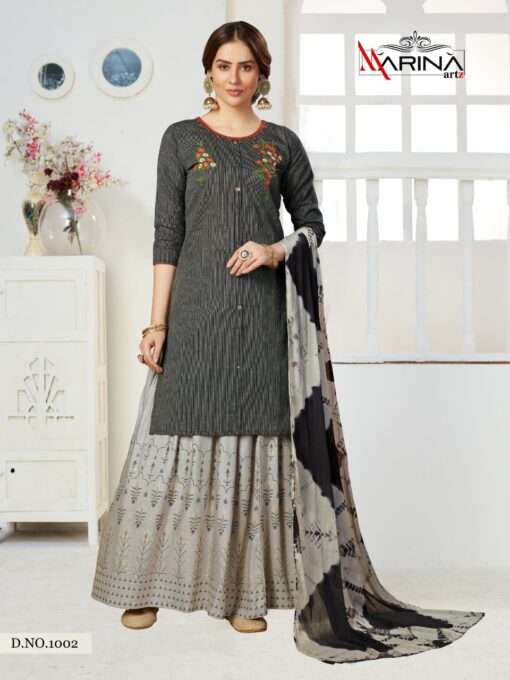FASHION LABEL VOL-1 BY MARINA ARTS 1001 TO 1008 SERIES BEAUTIFUL SUITS COLORFUL STYLISH FANCY CASUAL WEAR & ETHNIC WEAR HEAVY HANDLOOM COTTON DRESSES AT WHOLESALE PRICE