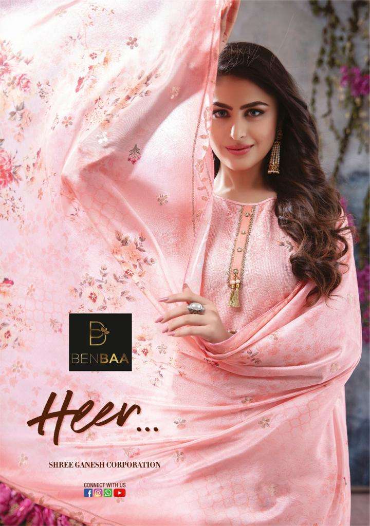 HEER BY BENBAA 001 TO 006 SERIES BEAUTIFUL SUITS COLORFUL STYLISH FANCY CASUAL WEAR & ETHNIC WEAR PURE HEAVY JAM SILK PRINT DRESSES AT WHOLESALE PRICE