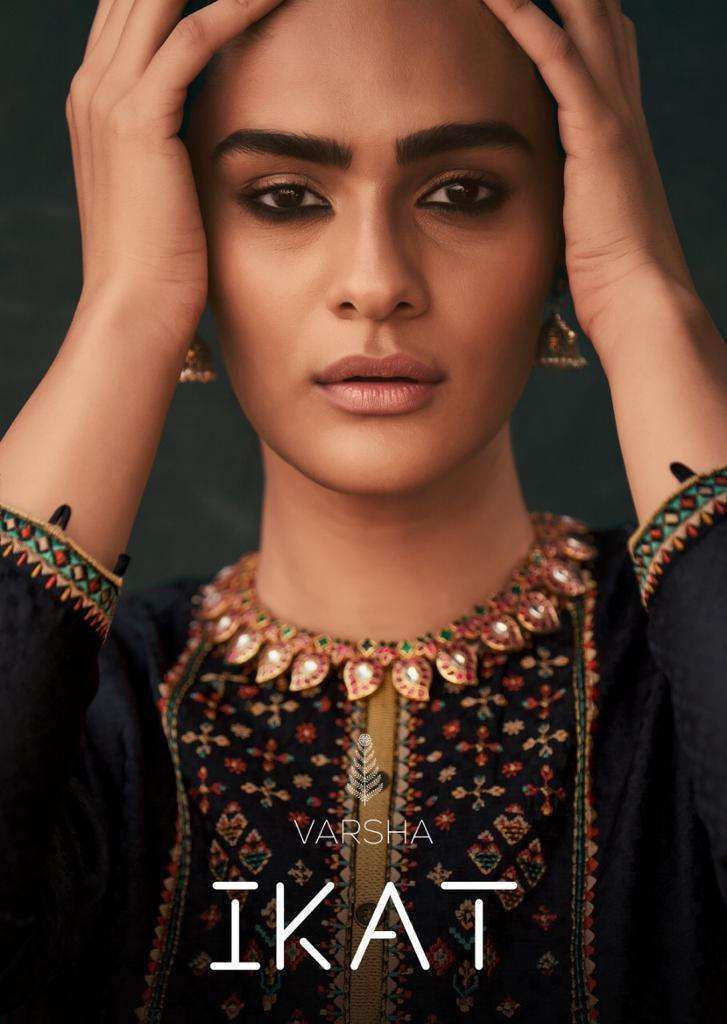 IKAT BY VARSHA FASHION 51 TO 57 SERIES BEAUTIFUL SUITS COLORFUL STYLISH FANCY CASUAL WEAR & ETHNIC WEAR TUSSAR WOVEN EMBROIDERED DRESSES AT WHOLESALE PRICE