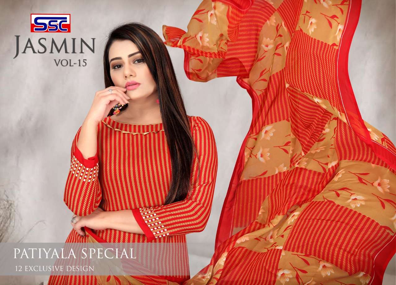 JASMIN VOL-15 BY SHREE SHANTI CREATION 1001 TO 1012 SERIES BEAUTIFUL SUITS STYLISH FANCY COLORFUL PARTY WEAR & OCCASIONAL WEAR HEAVY MICRO PRINT DRESSES AT WHOLESALE PRICE