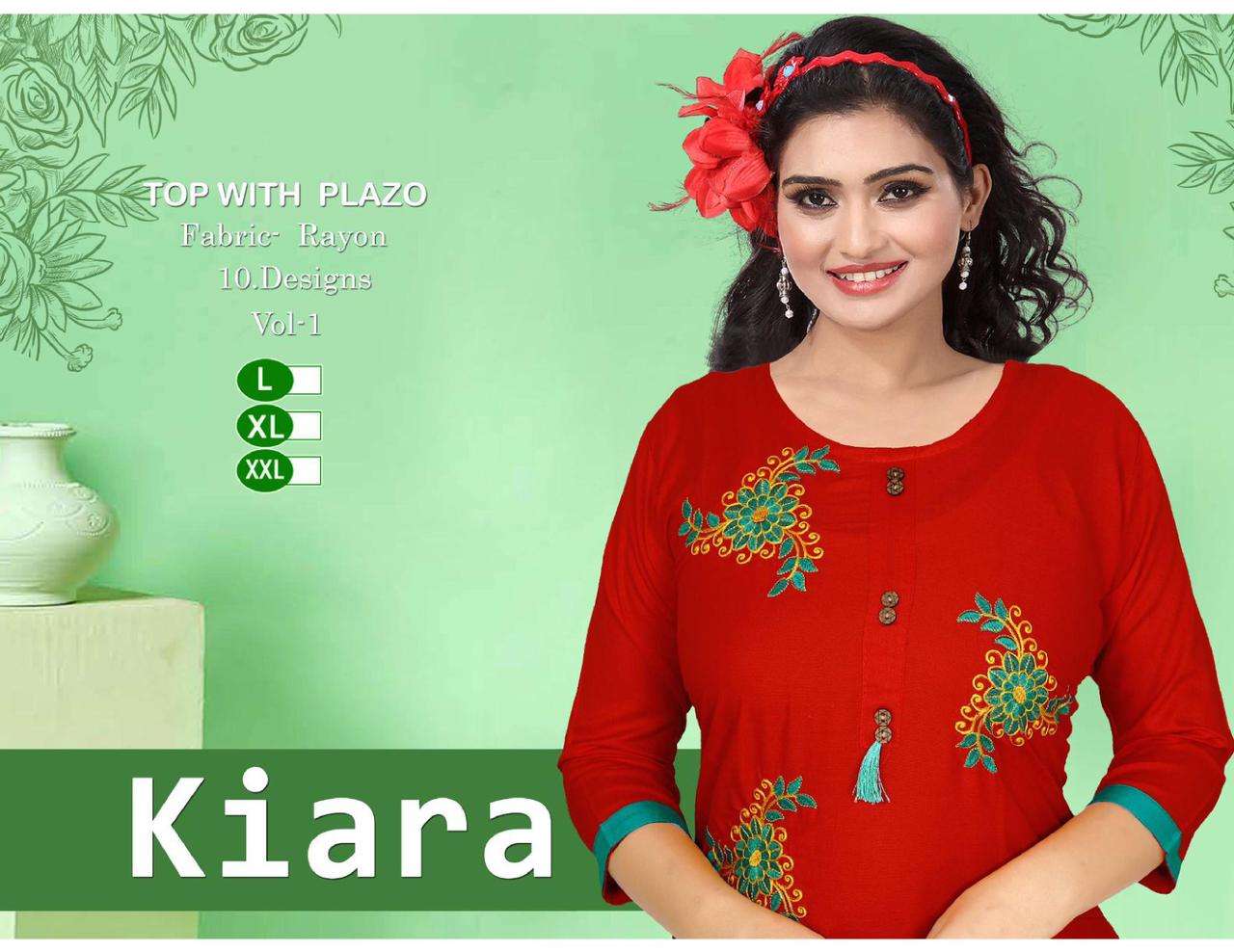 KIARA BY POOJA 01 TO 10 SERIES DESIGNER STYLISH FANCY COLORFUL BEAUTIFUL PARTY WEAR & ETHNIC WEAR COLLECTION RAYON EMBROIDERY KURTIS WITH BOTTOM AT WHOLESALE PRICE