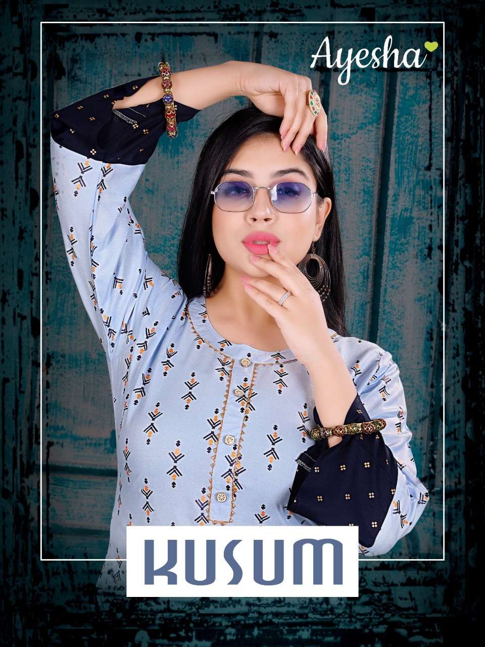 KUSUM BY AYESHA 01 TO 08 SERIES DESIGNER STYLISH FANCY COLORFUL BEAUTIFUL PARTY WEAR & ETHNIC WEAR COLLECTION RAYON GOLD PRINT KURTIS WITH BOTTOM AT WHOLESALE PRICE