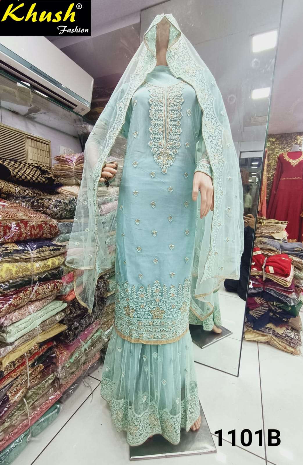 KHUSH 1101 COLOURS BY KHUSH FASHION 1101-A TO 1101-H SERIES BEAUTIFUL SUITS STYLISH COLORFUL FANCY CASUAL WEAR & ETHNIC WEAR NET EMBROIDERED DRESSES AT WHOLESALE PRICE