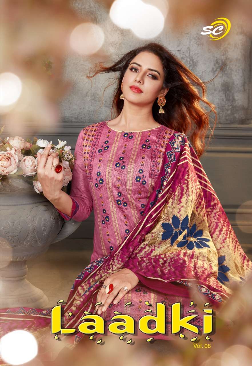 LAADKI VOL-8 BY SC 8001 TO 8016 SERIES BEAUTIFUL SUITS COLORFUL STYLISH FANCY CASUAL WEAR & ETHNIC WEAR PURE COTTON PRINT DRESSES AT WHOLESALE PRICE