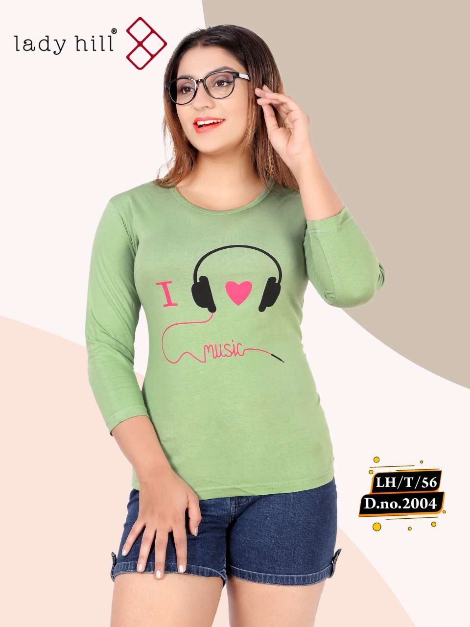 LADY HILL VOL-56 BY LADY HILL 2004-A TO 2004-H SERIES BEAUTIFUL COLORFUL STYLISH FANCY CASUAL WEAR & READY TO WEAR COTTON HOSIERY TOPS AT WHOLESALE PRICE