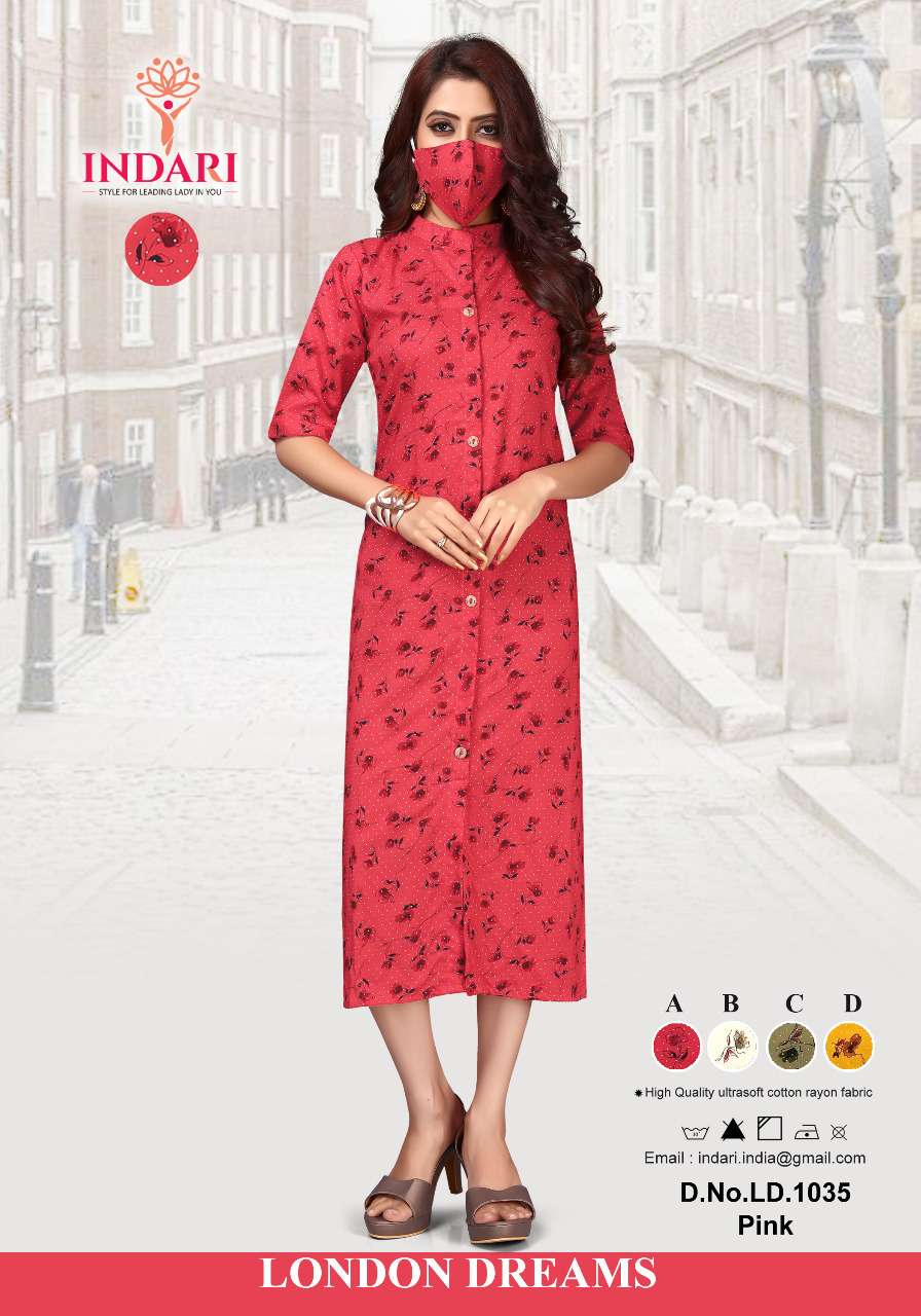 LONDON DREAMS BY INDARI DESIGNER STYLISH FANCY COLORFUL BEAUTIFUL PARTY WEAR & ETHNIC WEAR COLLECTION RAYON PRINT KURTIS AT WHOLESALE PRICE