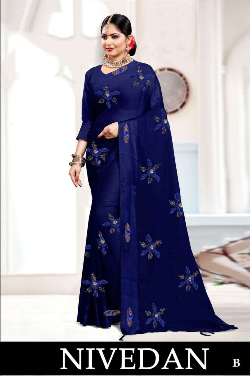 NIVEDAN BY RANJNA A TO D SERIES INDIAN TRADITIONAL WEAR COLLECTION BEAUTIFUL STYLISH FANCY COLORFUL PARTY WEAR & OCCASIONAL WEAR SATIN SAREES AT WHOLESALE PRICE