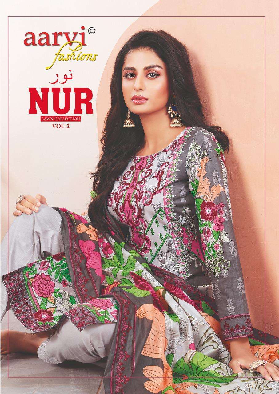NUR VOL-2 BY AARVI FASHION 2001 TO 2010 SERIES BEAUTIFUL SUITS COLORFUL STYLISH FANCY CASUAL WEAR & ETHNIC WEAR LAWN PRINT DRESSES AT WHOLESALE PRICE