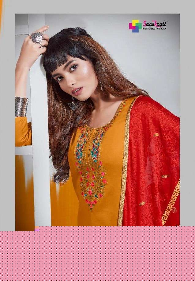 ORION BY SANSKRUTI SILK MILLS 7513 TO 7518 SERIES BEAUTIFUL SUITS COLORFUL STYLISH FANCY CASUAL WEAR & ETHNIC WEAR PURE JAM SILK EMBROIDERED DRESSES AT WHOLESALE PRICE