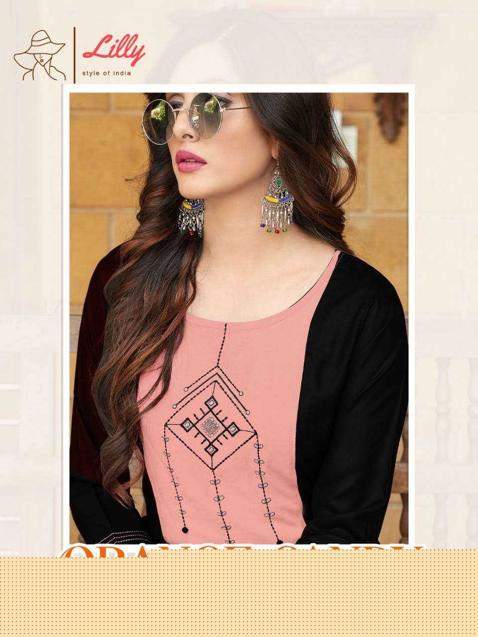 ORANGE CANDY BY LILLY 4128 TO 4133 SERIES DESIGNER STYLISH FANCY COLORFUL BEAUTIFUL PARTY WEAR & ETHNIC WEAR COLLECTION RAYON EMBROIDERY KURTIS AT WHOLESALE PRICE