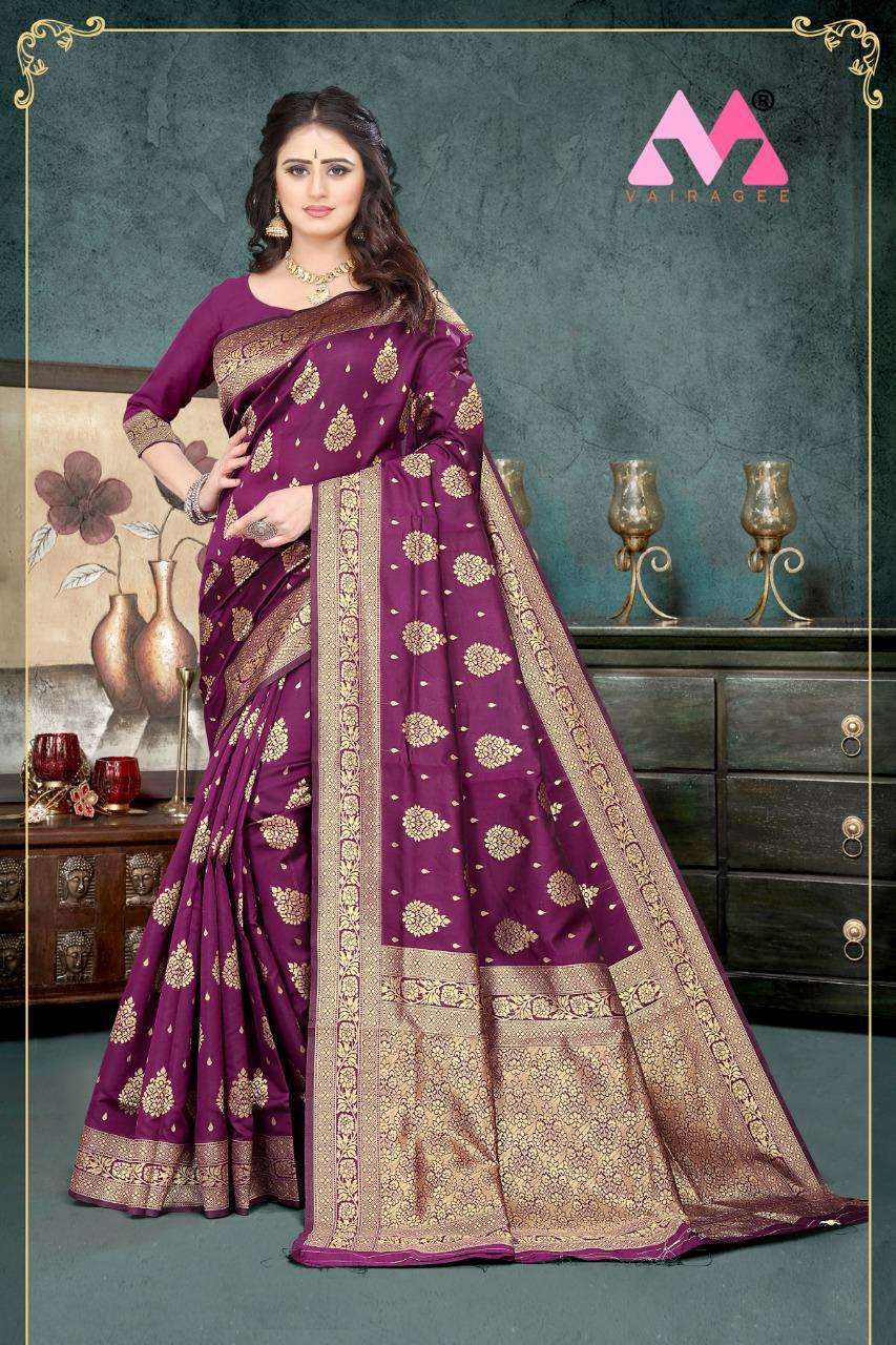 PAVITRA BY VAIRAGEE 01 TO 06 SERIES INDIAN TRADITIONAL WEAR COLLECTION BEAUTIFUL STYLISH FANCY COLORFUL PARTY WEAR & OCCASIONAL WEAR BANARASI SILK PRINT SAREES AT WHOLESALE PRICE