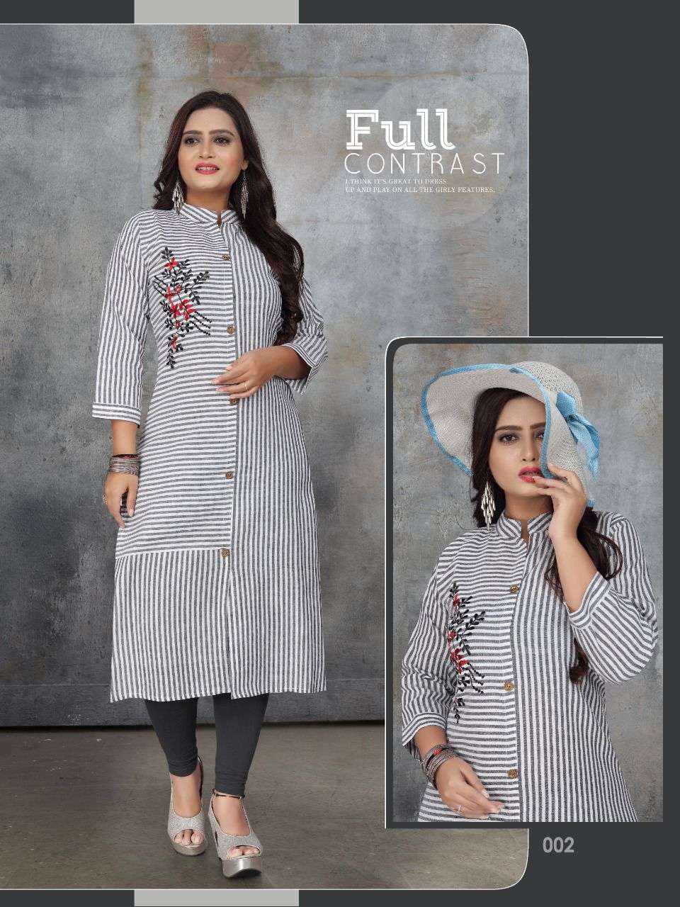 PARI VOL-1 BY TRENDY 001 TO 012 SERIES DESIGNER STYLISH FANCY COLORFUL BEAUTIFUL PARTY WEAR & ETHNIC WEAR COLLECTION SOUTH COTTON STRIPES KURTIS AT WHOLESALE PRICE