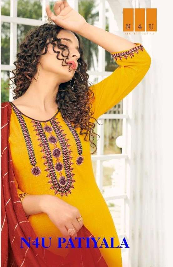PATIYALA BY N4U 2138 TO 2141 SERIES BEAUTIFUL PATIYALA SUITS STYLISH FANCY COLORFUL PARTY WEAR & OCCASIONAL WEAR VISCOSE RAYON SLUB EMBROIDERED DRESSES AT WHOLESALE PRICE