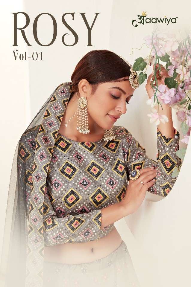Rosy Vol-1 By Aawiya 4001 To 4002 Series Designer Beautiful Navratri Collection Occasional Wear & Party Wear Ajmeri Silk Lehengas At Wholesale Price