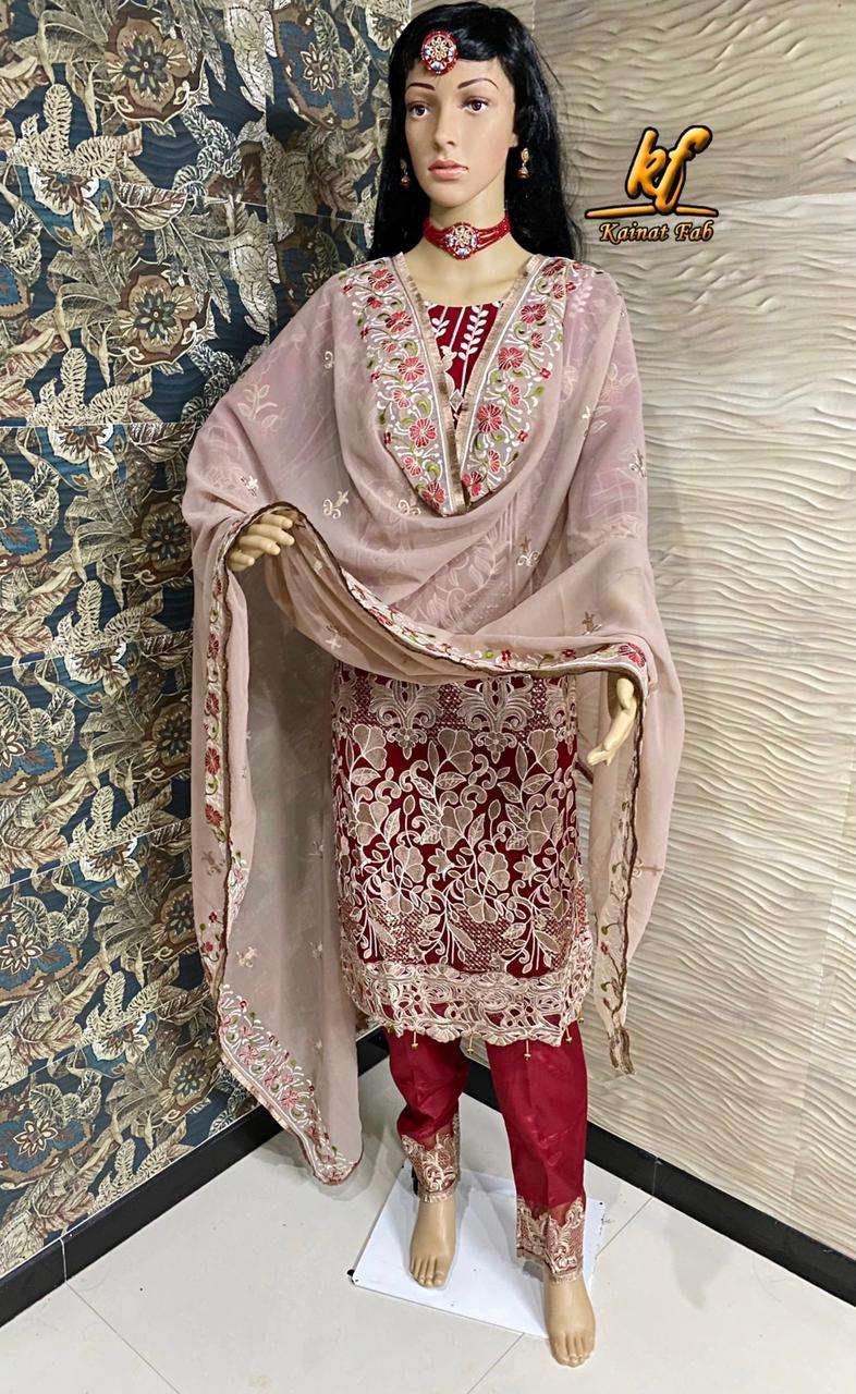 RAMSA RANGOON BY KAINAT FAB DESIGNER FESTIVE PAKISTANI SUITS COLLECTION BEAUTIFUL STYLISH FANCY COLORFUL PARTY WEAR & OCCASIONAL WEAR FAUX GEORGETTE EMBROIDERED DRESSES AT WHOLESALE PRICE